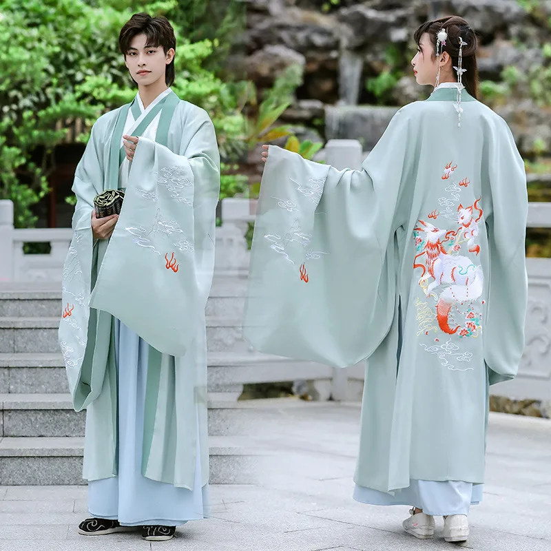 Genuine Original [White Light] Hanfu Male Chinese Style   Heavy Industry Embroidery Wei Jin Style Foreman Clothes CP Couple Set