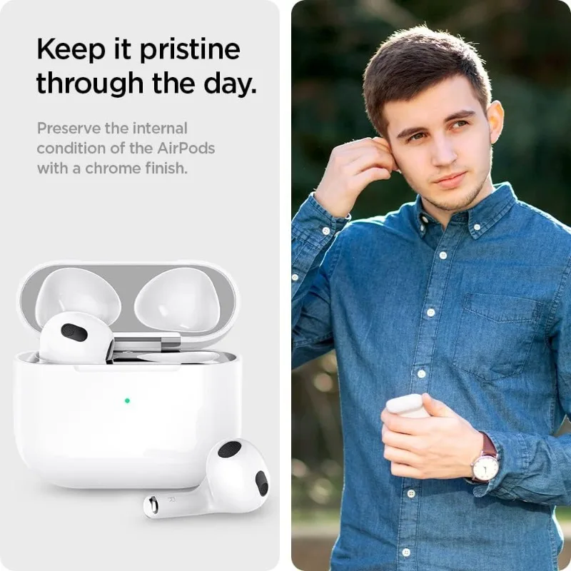 Фото Металлическая пылезащитная наклейка для Airpods Pro, чехлы для наушников Airpods Pro 3 2, защитный чехол для наушников с чистящей щеткой №2
