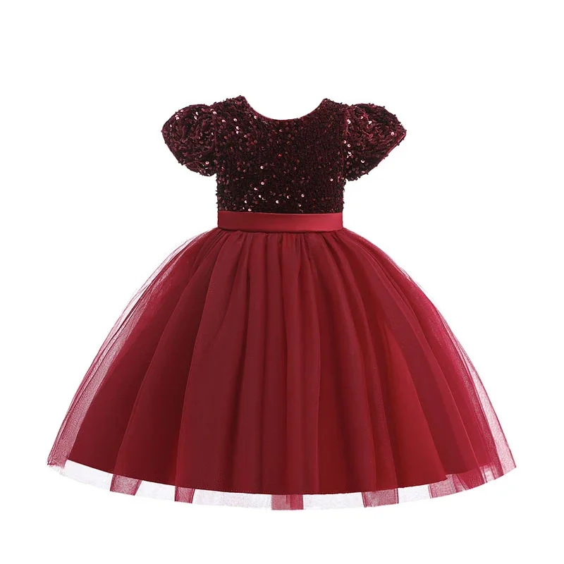 

Fashion Girls Sequin Dress Mesh Lace Short Sleeve Kids Girls Dresses Summer Children Girls Party Dresses 3-11 Years