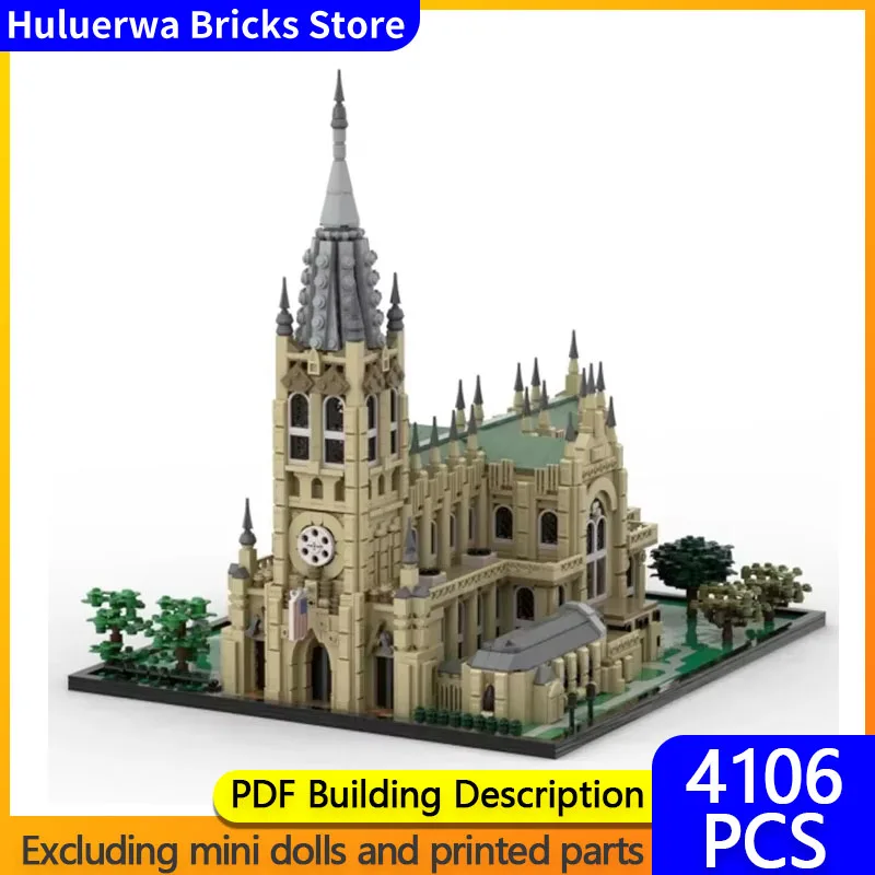 Модель Street View MOC Building Brick Красивая церковь Нью-Йорка Модульная технология Подарок