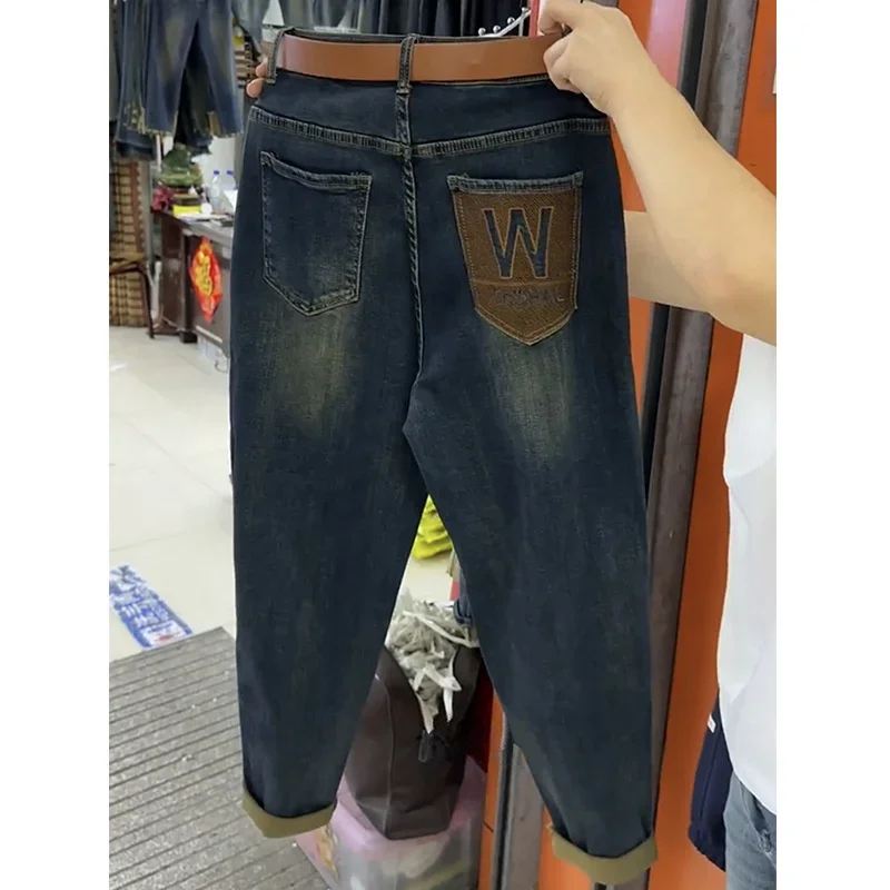 2024 новые модные джинсы с высокой талией женские осенние джинсовые брюки