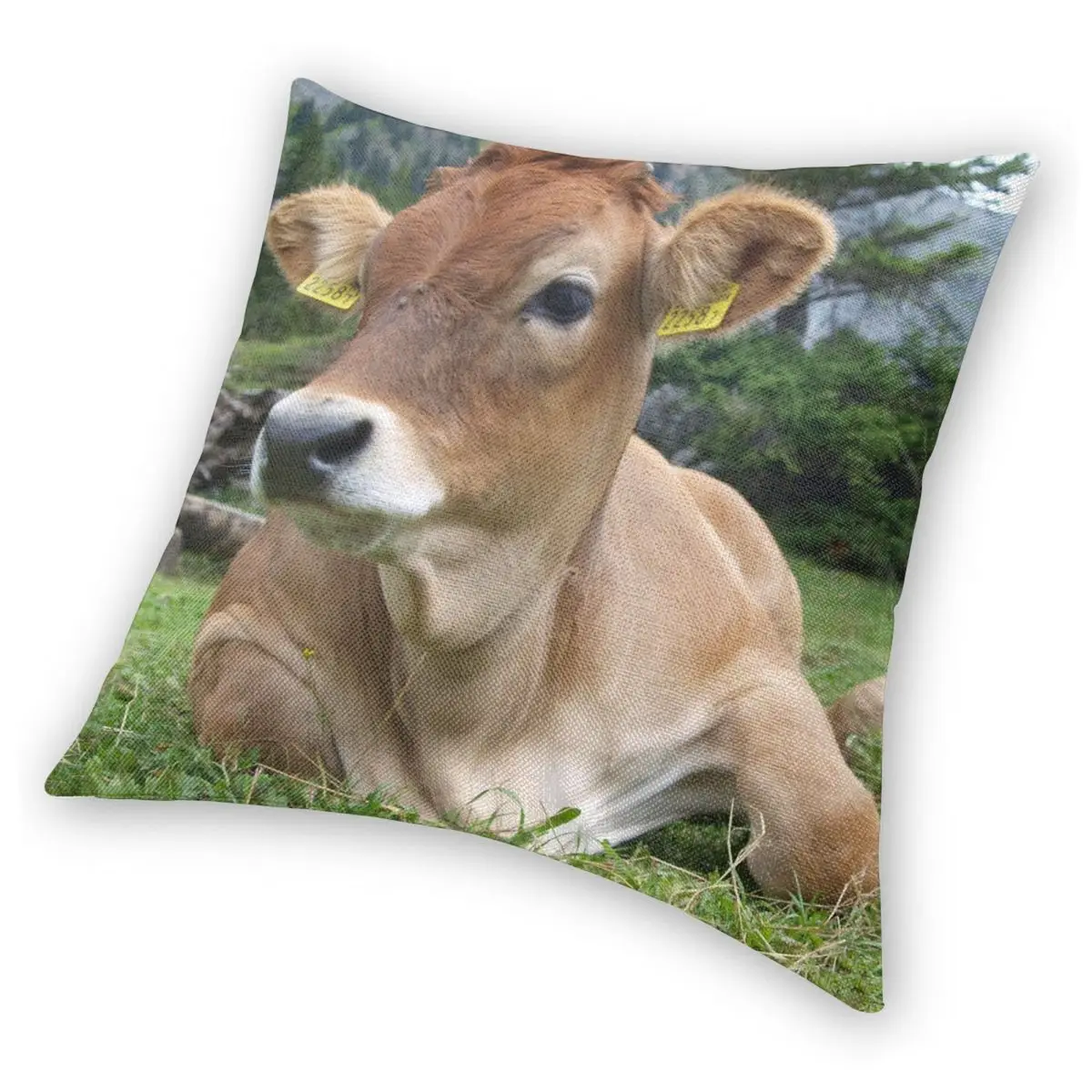 Cow Laying Down Pillowcase Polyester Linen Velvet Pattern Zip Decor Throw Pillow Case Home Cushion Cover Wholesale 18" images - 6