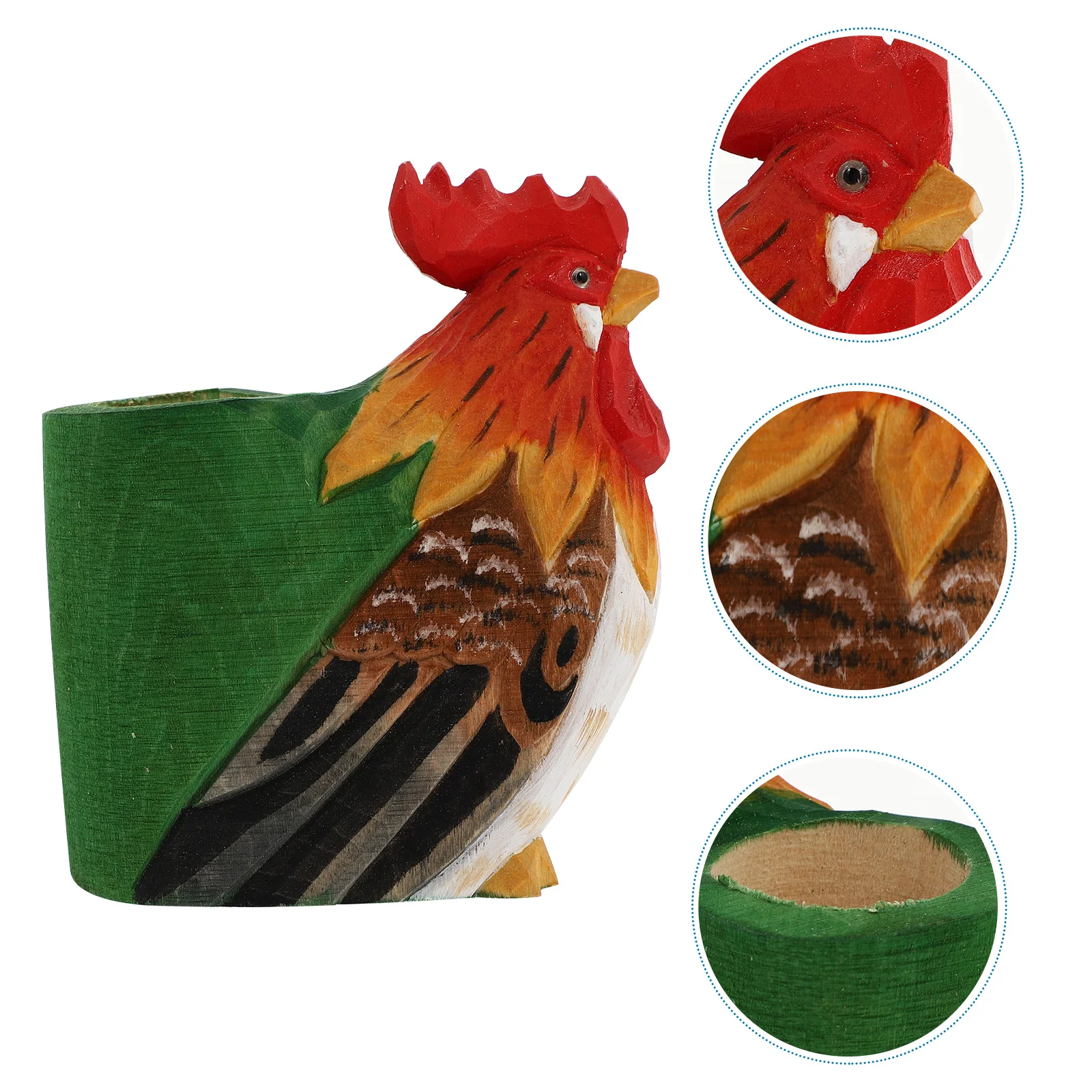 

Holder Penwooden Cup Desk Organizer Stand Novelty Animalrooster Stationerybrush Chicken Planter Artist Makeup Desktop Container