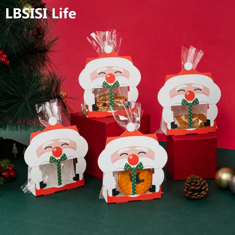 

LBSISI Life 40pcs Santa Claus Cookie Bag Paper Card Decoration For Candy Nougat Gift Packaging Kids Xmas New Year Party Favors