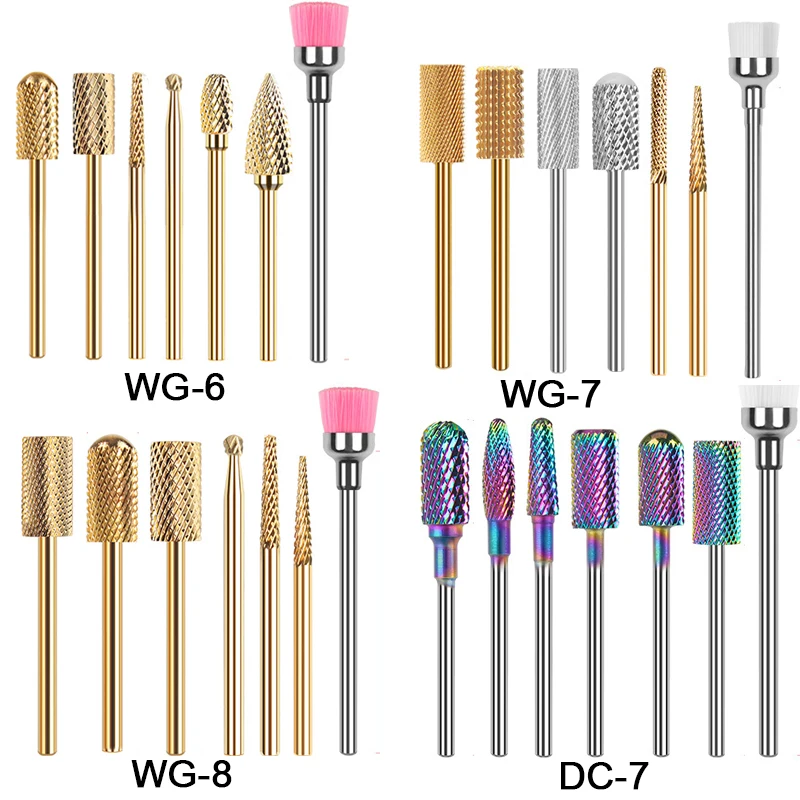 

7pcs Milling Cutter Golden Tungsten Carbide Nail Drill Bits For Electric Nail Drill Manicure Machine Pedicure Nail Files