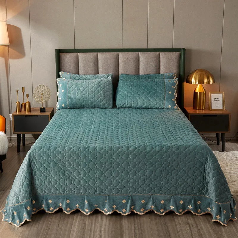 

Толстые покрывала и покрывала для кровати, Королевский Простынь из хрустального бархата, стеганое покрывало для кровати, Королевский чехол...