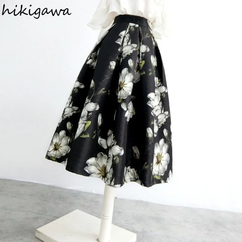 

Jacquard Vintage Skirts for Women High Waist A-line Slim Fit Jupe Fashion Korean Temperament Skirt 2023 Faldas Mujer De Moda