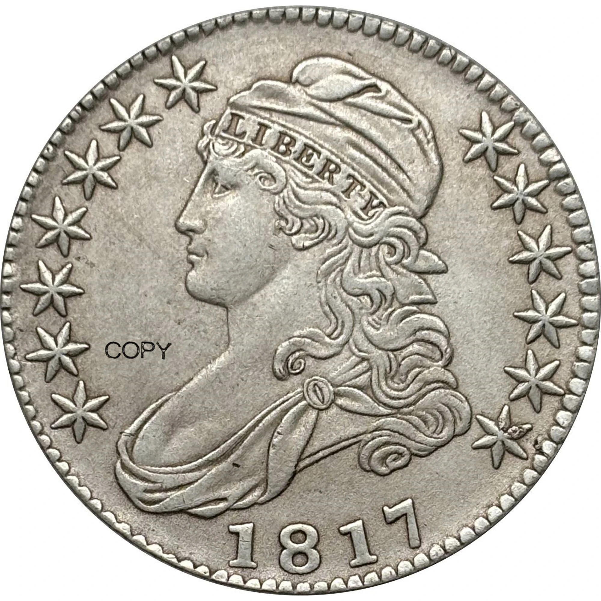 США 1817 50 центов 1⁄2 полудолларовый бюст посеребренная копия памятная монета