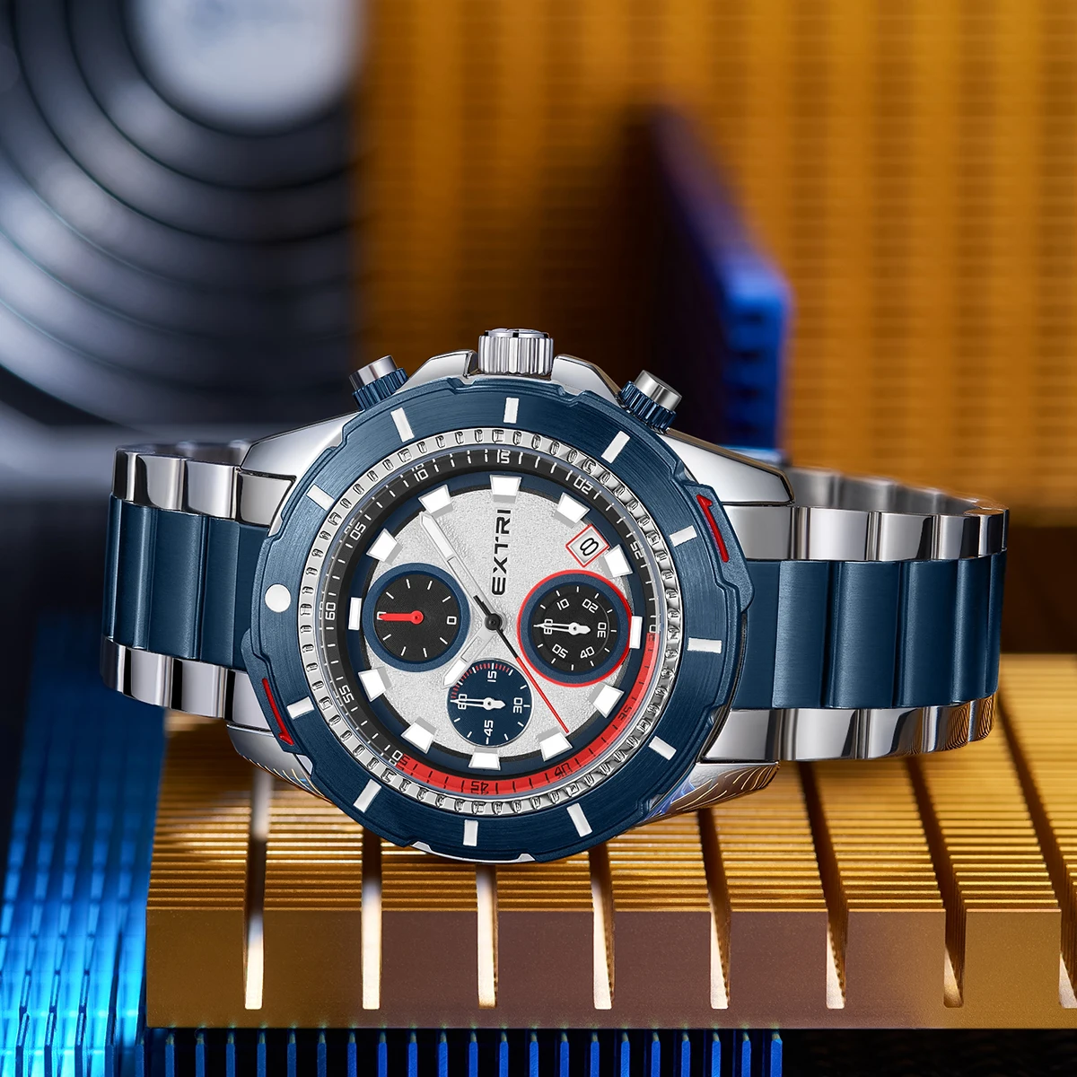 Часы наручные Extri с браслетом из нержавеющей стали водонепроницаемые