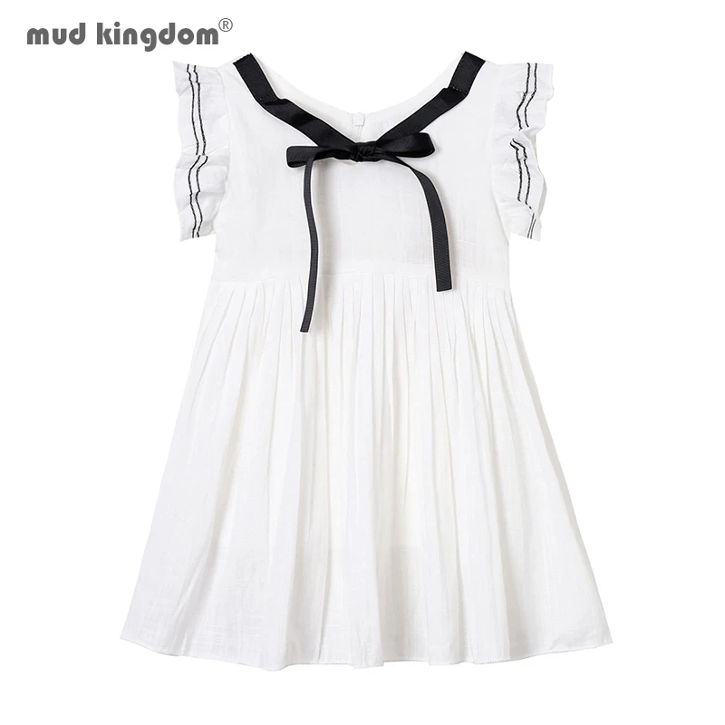 

Mudkingdom Cute Girls Dress Solid Ruffled Flared Sleeve Bow Casual Summer Dresses for Toddler Girl Clothes Fashion
