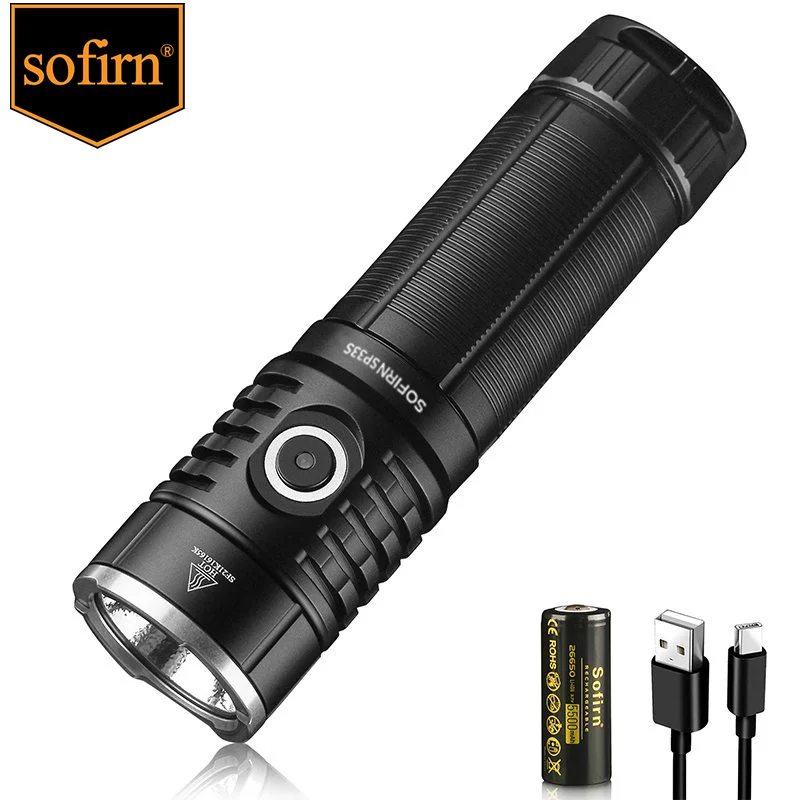 Sofirn SP33S USB C перезаряжаемый XHP70.2 5000lm мощный светодиодный фонарик 26650