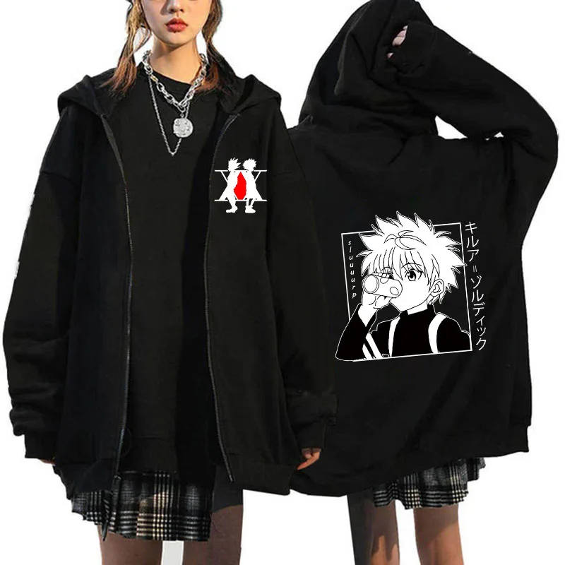 Толстовка Hunter X с капюшоном на молнии аниме Killua Zoldyck Devil Eye уличная одежда унисекс