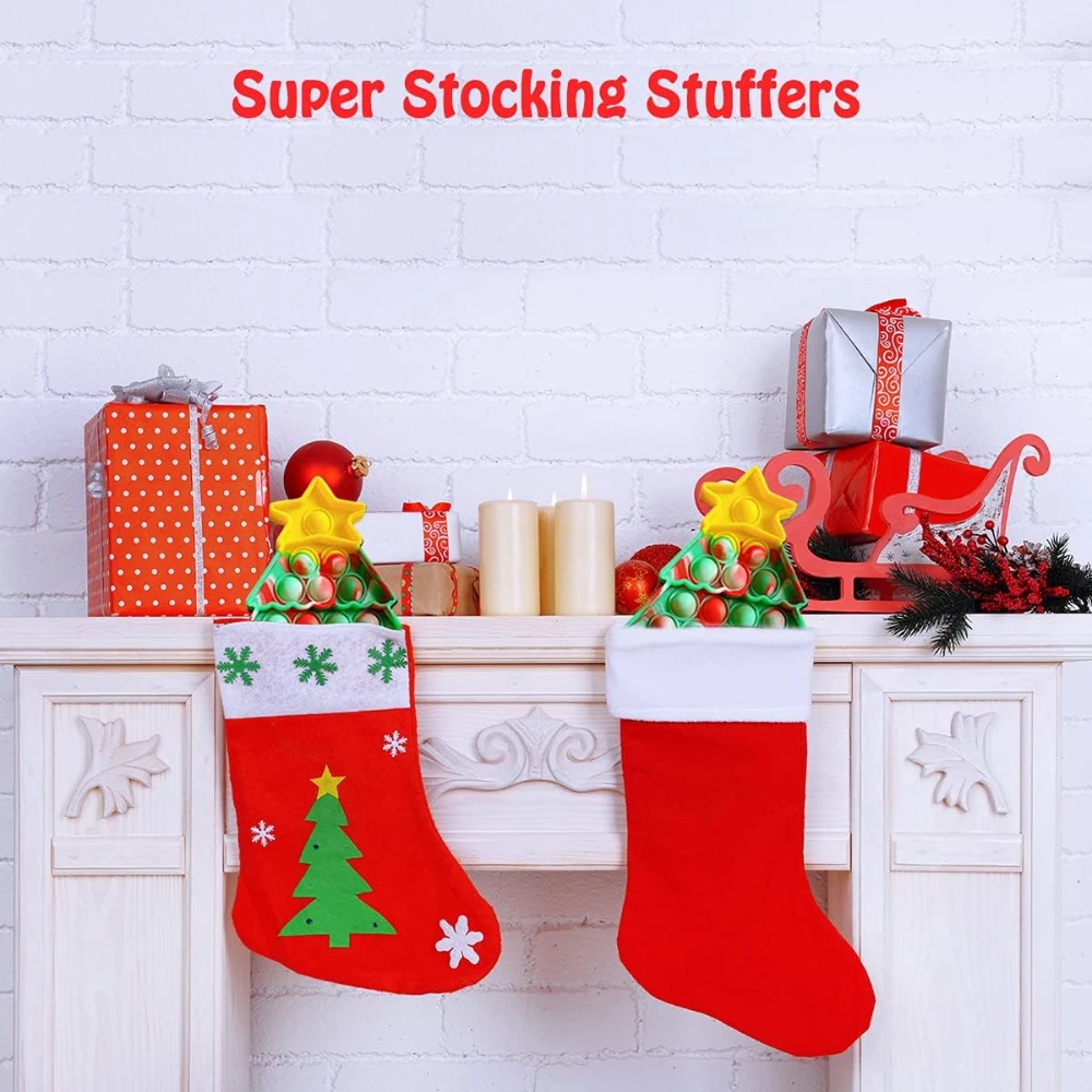 Рождественская силиконовая игрушка для снятия стресса малышей чулок елок