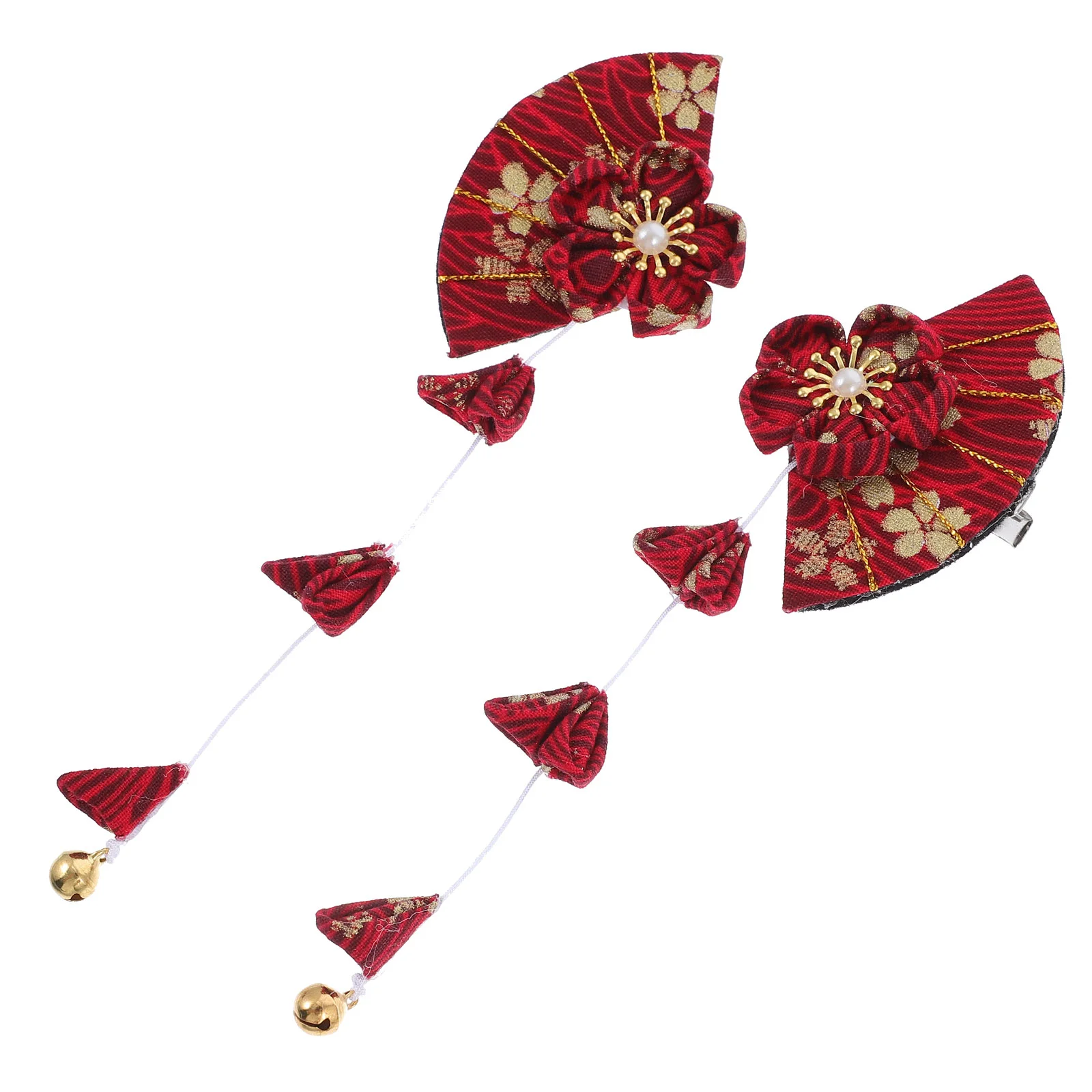 

Hairpin Japanese-style Clip Sakura Fans Shape Accessories Tassel Barrette Zinc Alloy Girls Miss Tiara