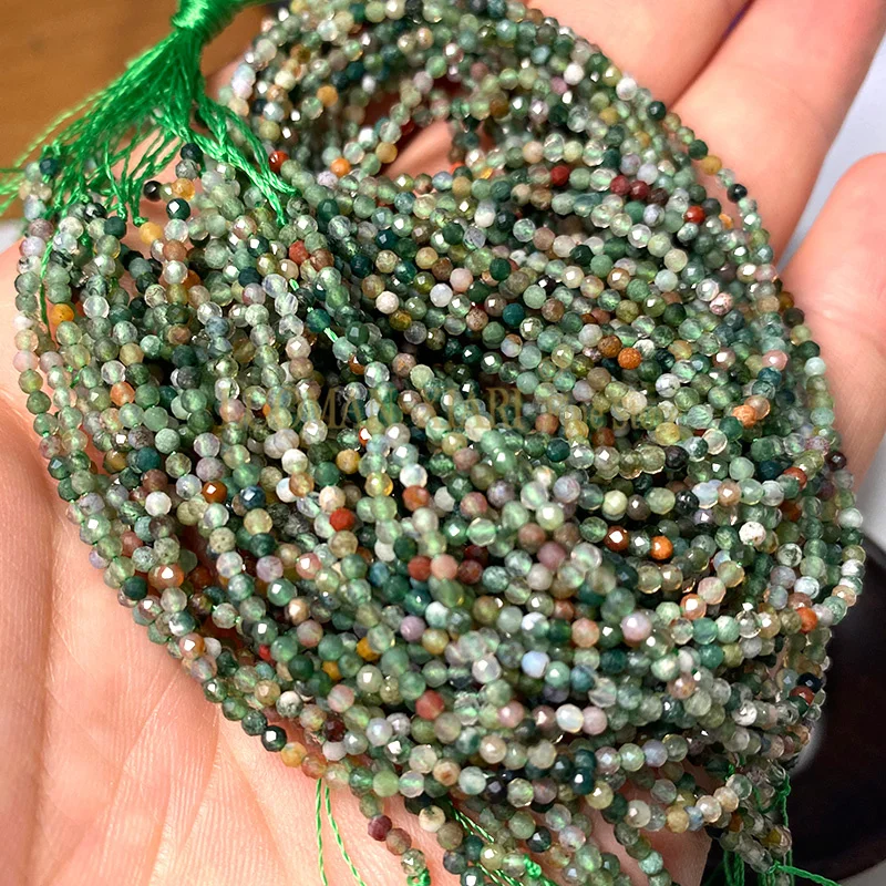 Бусины из натурального индийского агата маленького размера граненые круглые