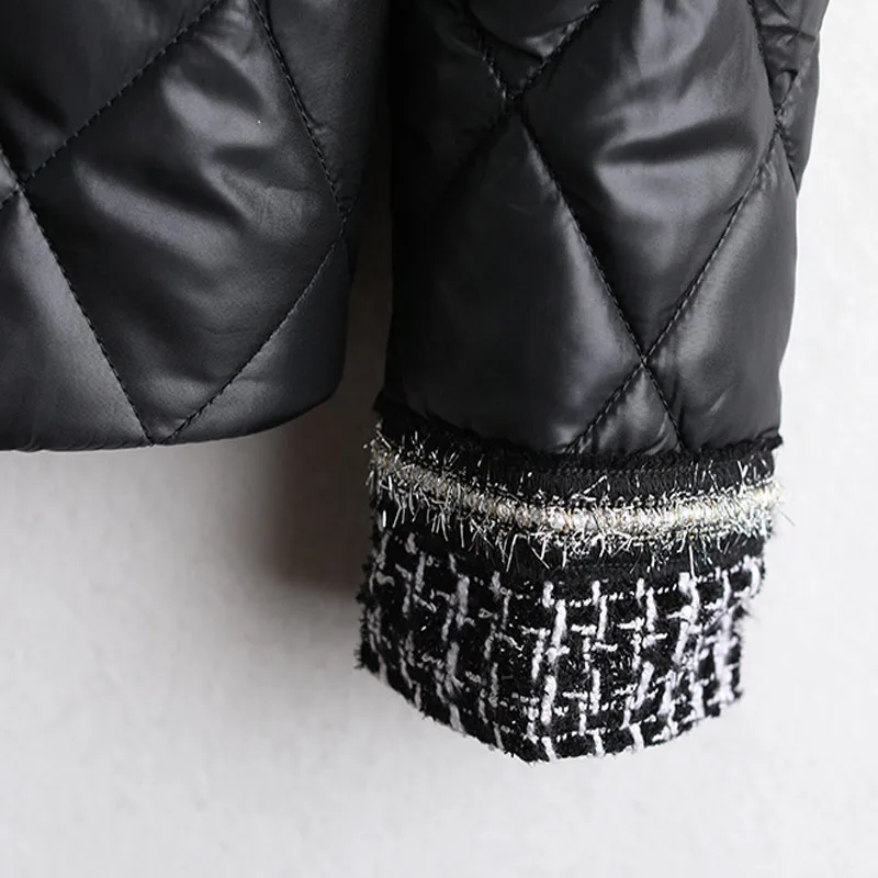 Casual, not bulky ~ elegant lace edge jacket, short coat, small cotton padded jacket, female