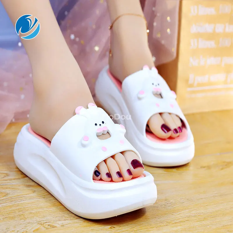 

Mo Dou Summer New Korean Style Women's Thick Sole Lovely Cool Slippers Indoor Outdoor Thick Sole Non Slip Girl's Cute Sandals