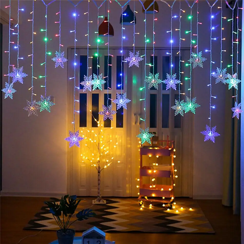 

Snowflake Led String Lights Fairy Lights Christmas Tree Decorations Energy Saving Flashing Curtain Lamp For Christmas Decor