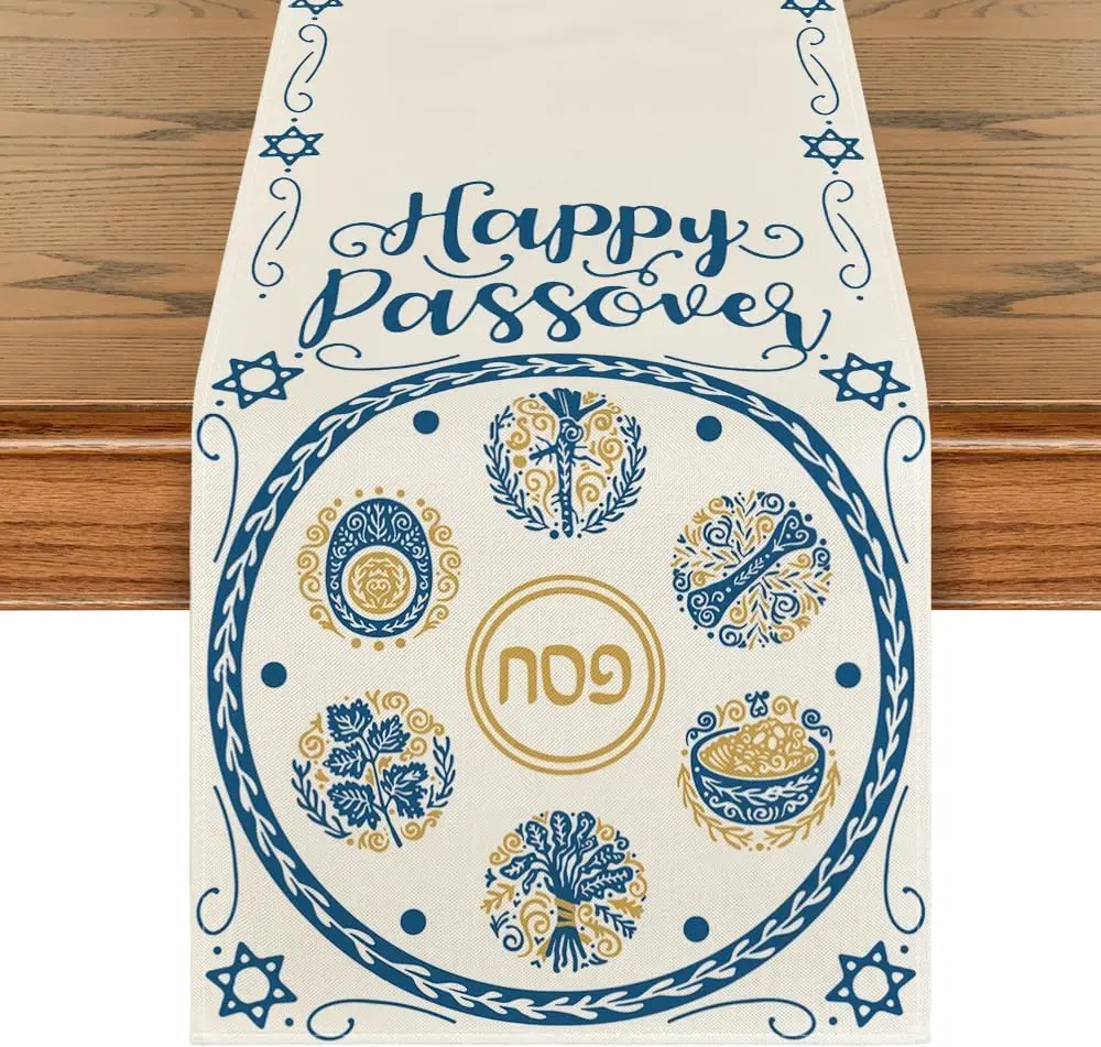 

Льняная дорожка для стола Happy Passover 150x33 см