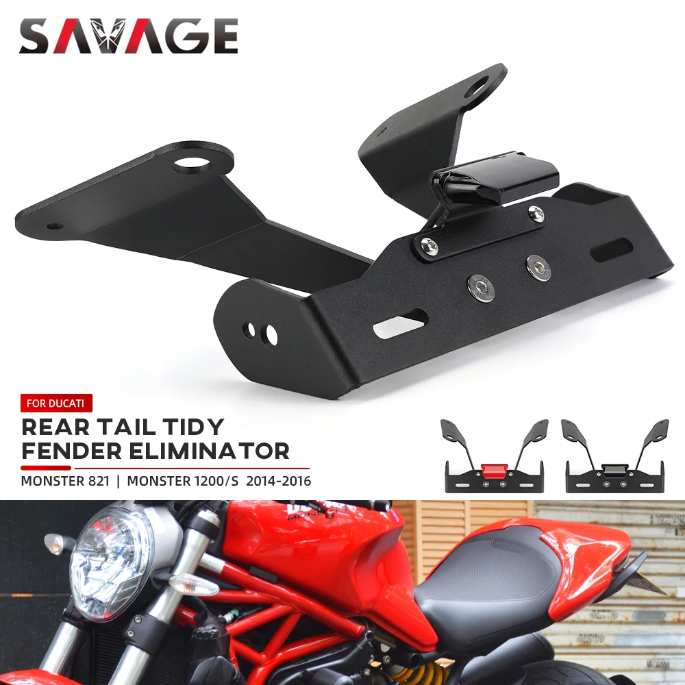 

Держатель номерного знака мотоцикла для DUCATI MONSTER 821, Monster 1200, 1200S, 2014-2016, задний хвост, аккуратный, крыло, Устранитель, светильник ка