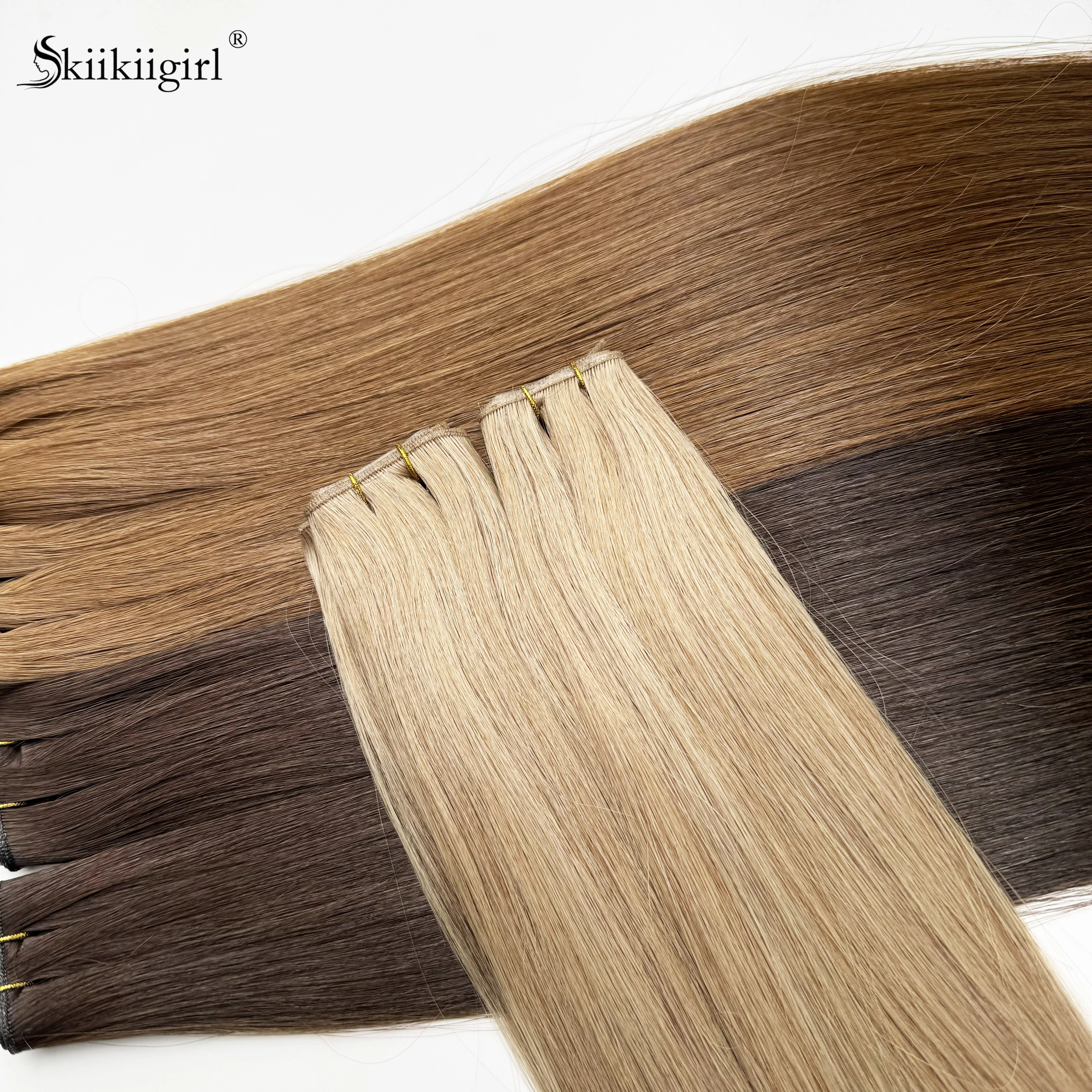 Фото Нарощеные человеческие волосы Genius Weft, 50 г, человеческие волосы Remy, невидимые бразильские волосы для наращивания, пучки волос №3