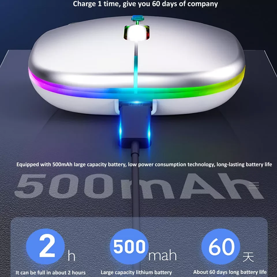 

2022 trend Mouse RGB Bluetooth Computer Mouse Silent Rechargeable Ergonomic Mause With LED Backlit USB Optical Mice For PC Lapto
