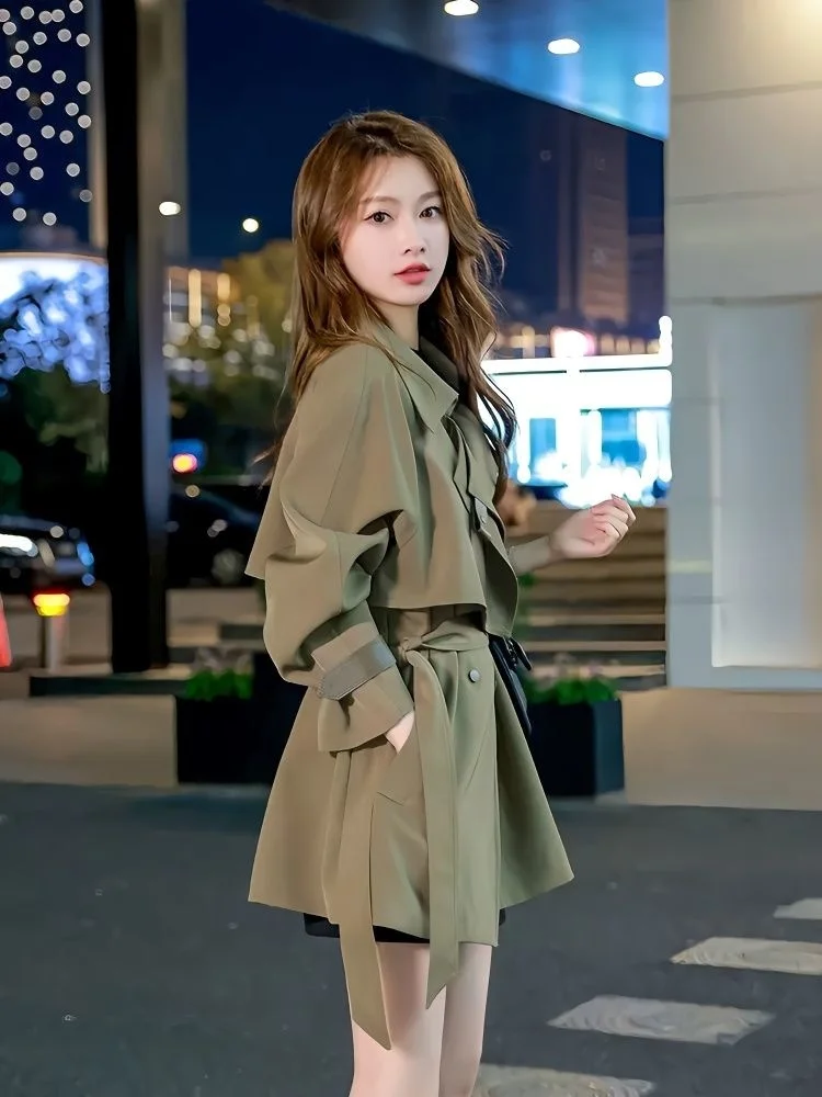 

Women Fashion Classic Solid Color Turn-down Collar Single-breasted All-match Elegant Temperament Coat Tops Clothes New