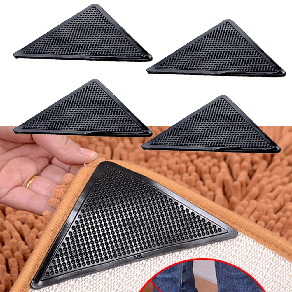 

4Pcs/set Home Floor Washable Reusable Rug Gripper Anti-skid Rubber Mat Non Slip Patch Tape for Tile Floors Carpets Corners Pad