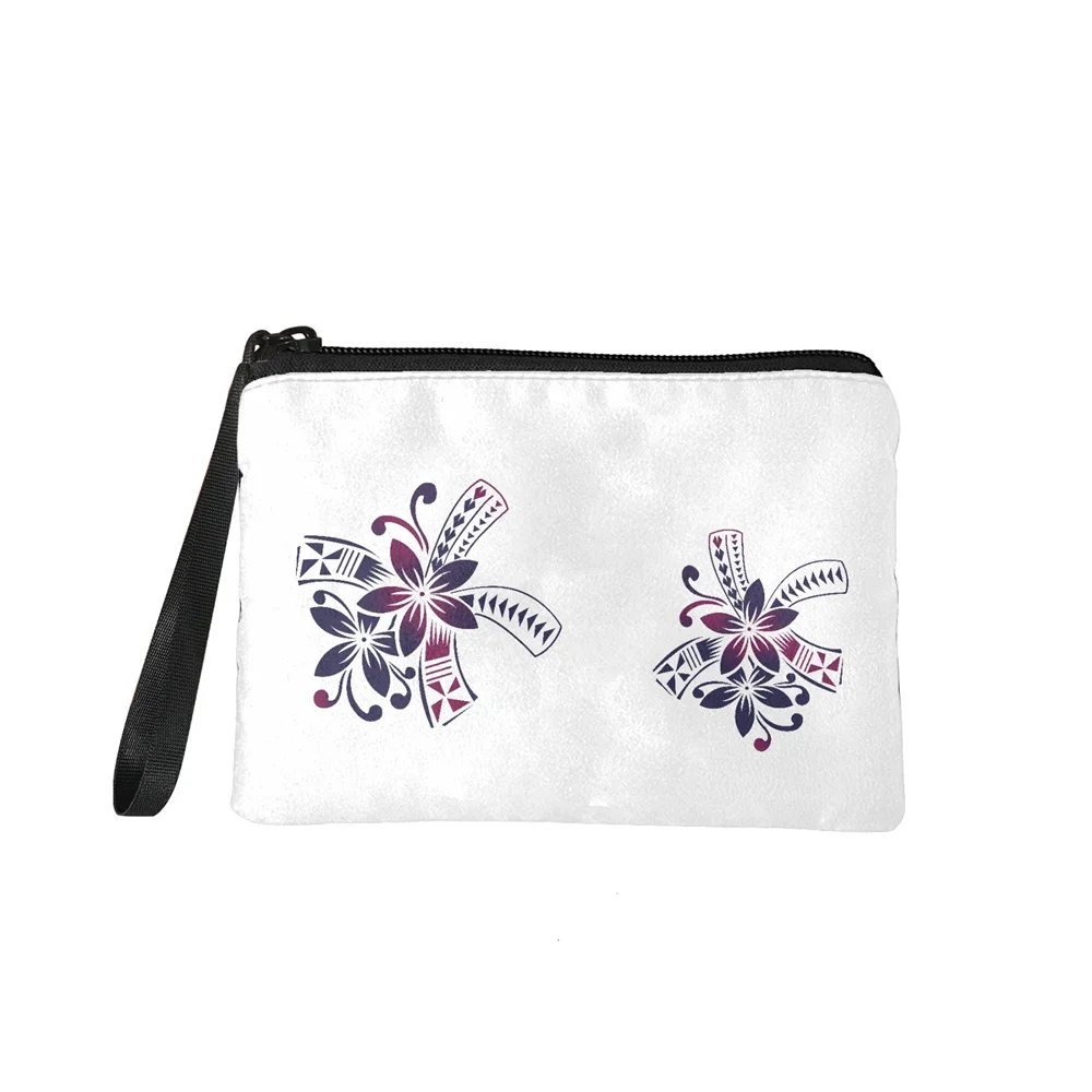 

Change Wallet Polynesian Tribal Cute Samoan Tapa Floral Print Zipper Fashion Small Purse Money Designer Coin Purse Mini Wallet