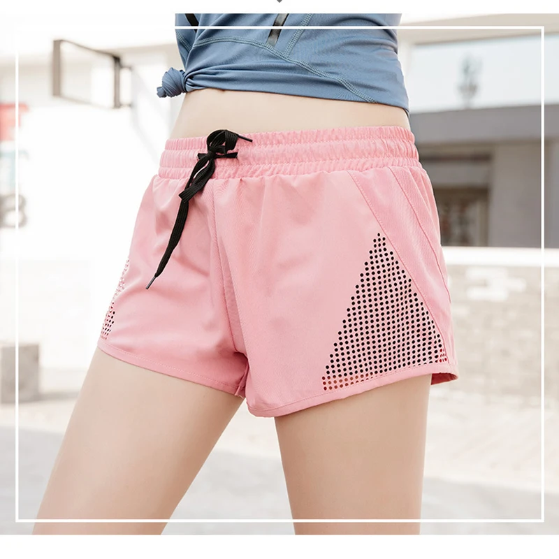 Short Sports Pants  Summer Quick-Drying Women's Running Fitness High Waist Yoga Shorts Hollow Pants