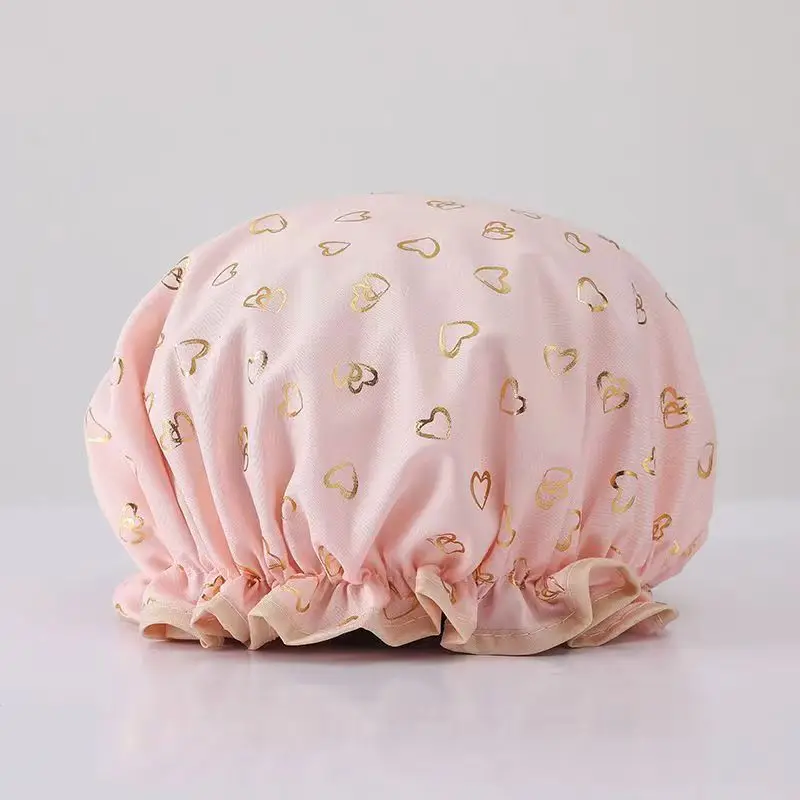 

Shower cap Waterproof bath cap women's home shower cap new wet hair set kitchen smoke and thick double layer