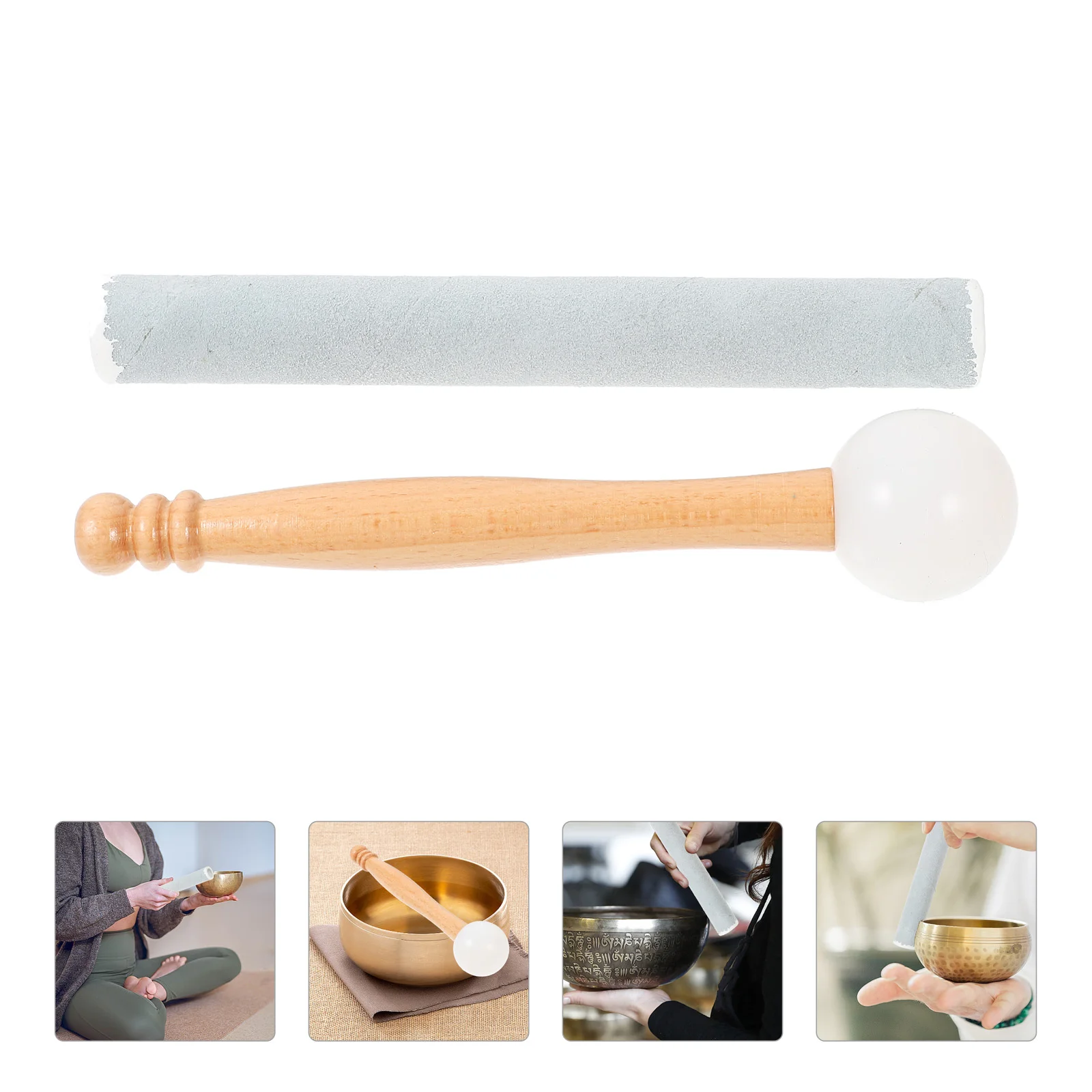 

1 Set Singing Bowl Mallet Wooden Handle Mallet Sound Bowl Mallet with Sleeve