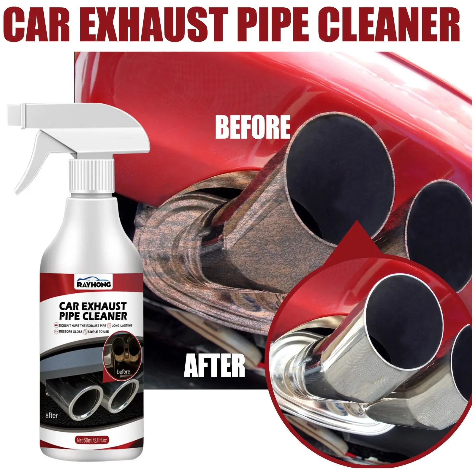 

Car Exhaust Pipe Cleaner Rust Remover Portable Restore Luster Motorcycle Heavy Metal Maintenance Car Care Cleaning