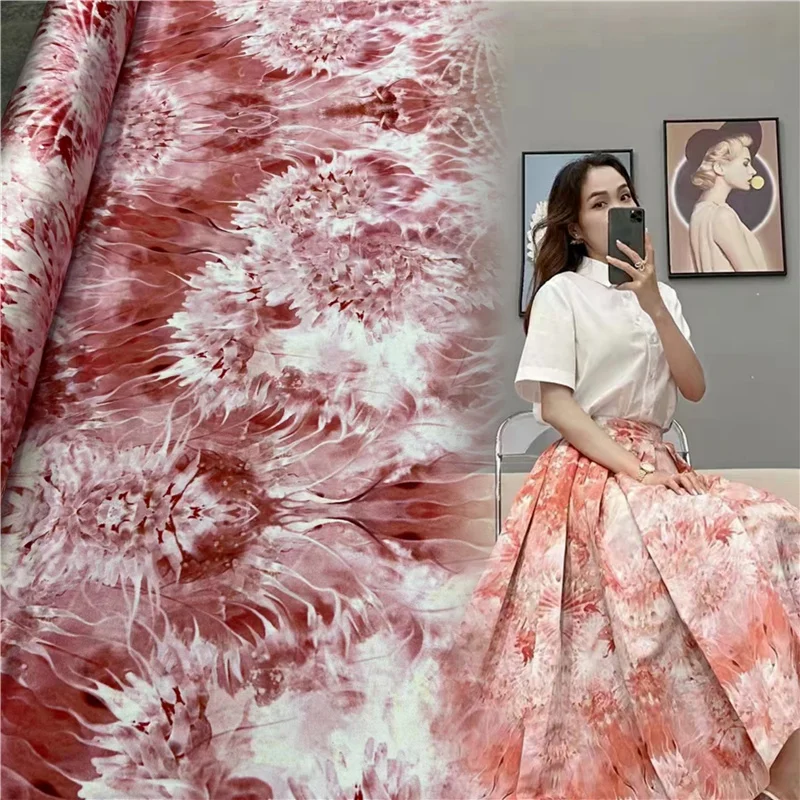 

Модная тянущаяся атласная саржевая шелковая ткань с принтом, высококачественные материалы для одежды ручной работы «сделай сам», Бесплатн...