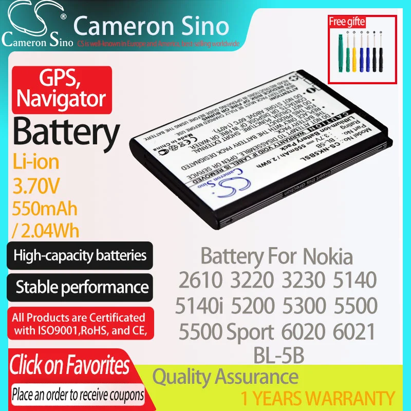 CameronSino Battery for Nokia 2610 3220 3230 5140 5140i 5200