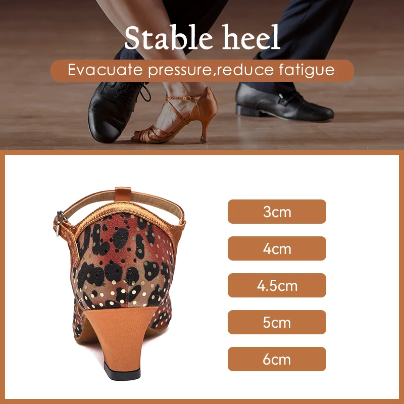 Hipposeus Professional Latin Dance Heel 3-10 CM Black Lady Dance Shoes Soft Samba Rumba Modern Tango Professional Wholesale