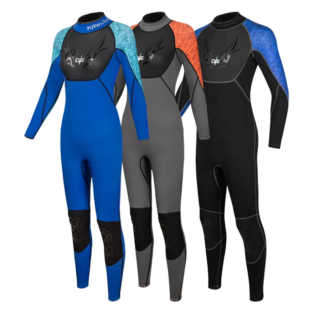 New 3MM Neoprene Wetsuit Fashion Men's One-Piece Warm And Cold Protection Back Open Zipper Snorkeling Diving Surfing Suit 2022