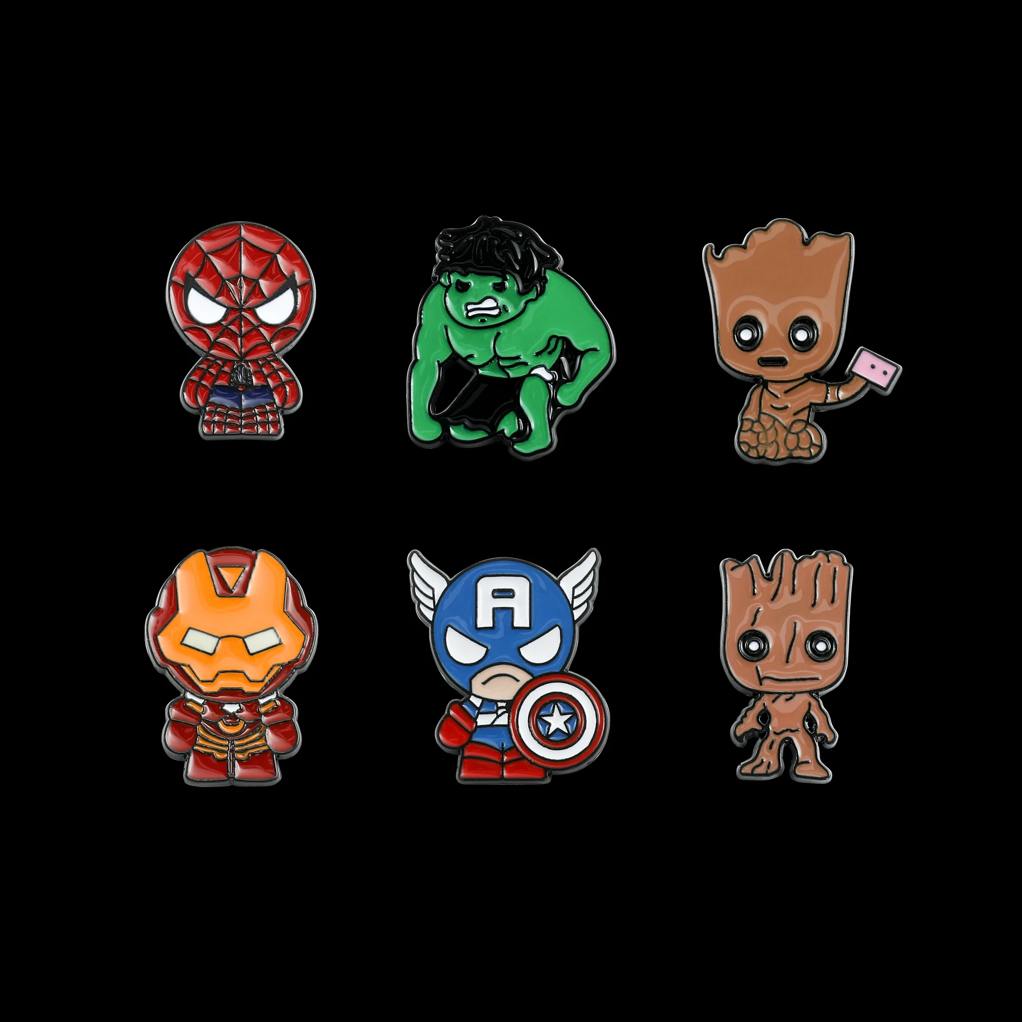 

Marvel Super Hero Metal Enamel Brooch Spider Man Captain America Groot Button Badge for Clothing Backpack Lapel Pin Accessories