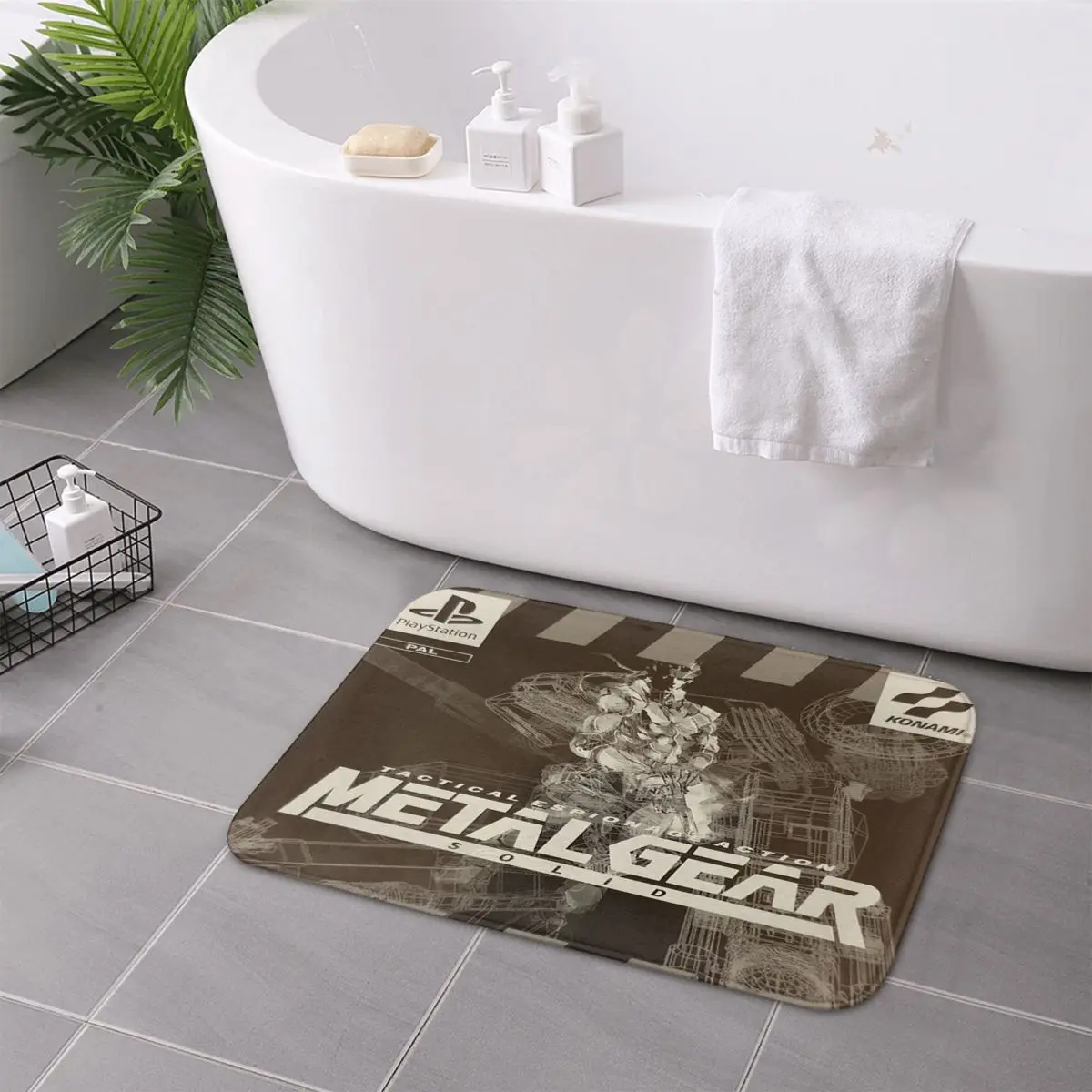 Фото PS1 Metal Gear однотонный черный и белый нескользящий коврик для двери напольный коврик для кухни, входа, ванной комнаты, гостиной, коврик для ног №5