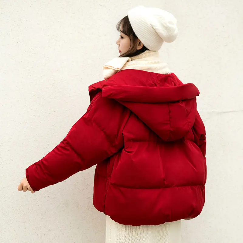 Cotton Padded Jacket Winter Hooded Parkas Woman Warm Down Jacket Plus size Female Coat Thicken Solid Student Casual Snow Outwear