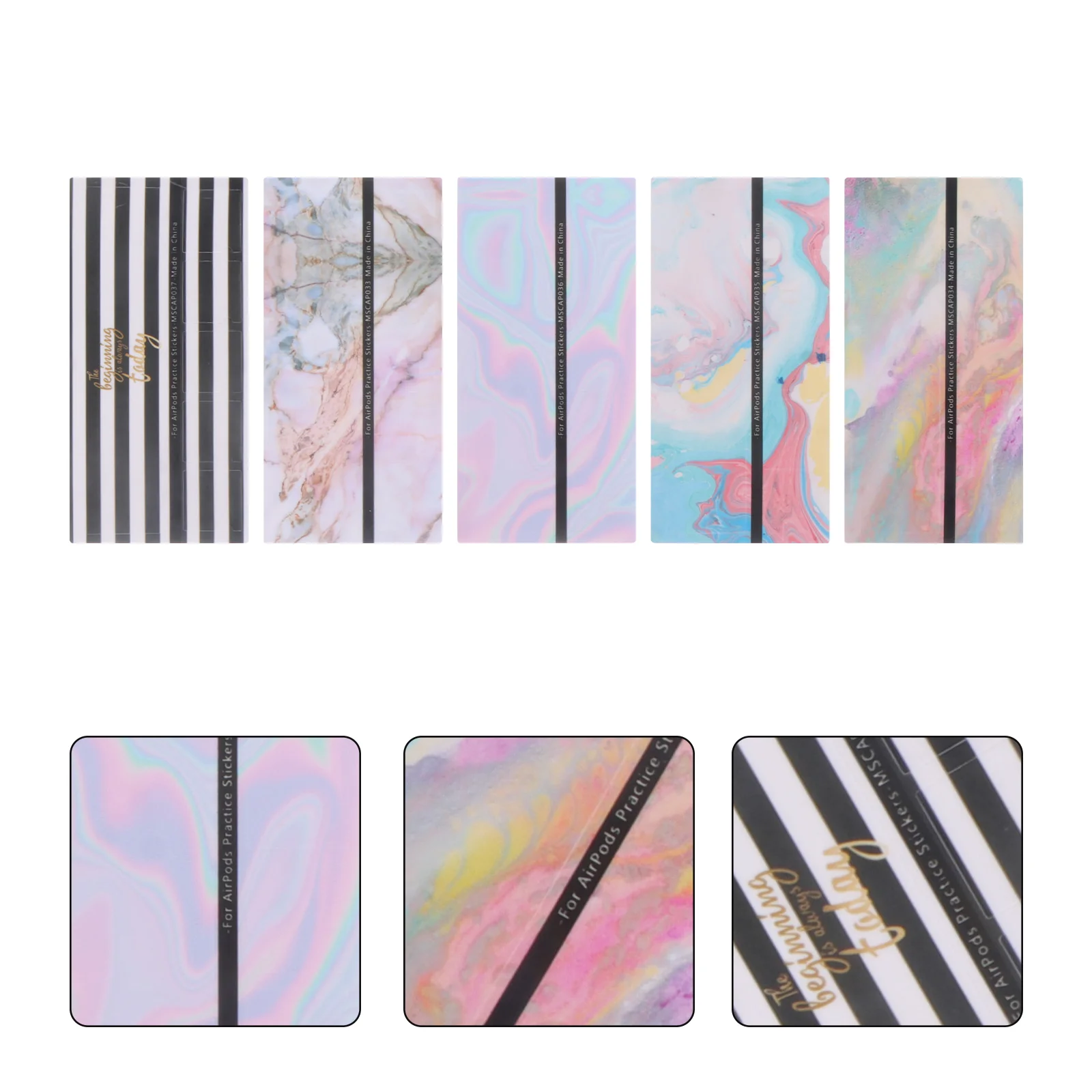 

5 Pcs Anti-Scratch PVC Colorful Design Earbud Sticker Compatible for Airpods 2