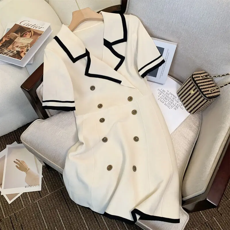 

Faymusty French High-Grade Little Fragrant Ice Silk Knitted Dress Summer Vestido Feminino A-Line Skirt Birthday Dress For Women