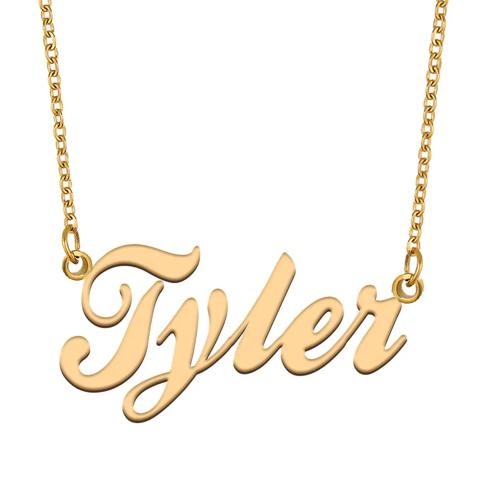 

Tyler Name Necklace for Women Stainless Steel Jewelry Gold Plated Nameplate Chain Pendant Femme Mothers Girlfriend Gift