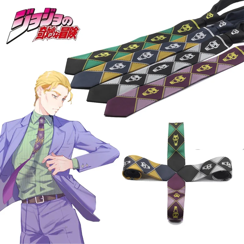 

Anime JoJo's Bizarre Adventure Tie Kira Yoshikage Cosplay Tie KILLER QUEEN Skull Neck Heavens Door Cosplay Costume Prop