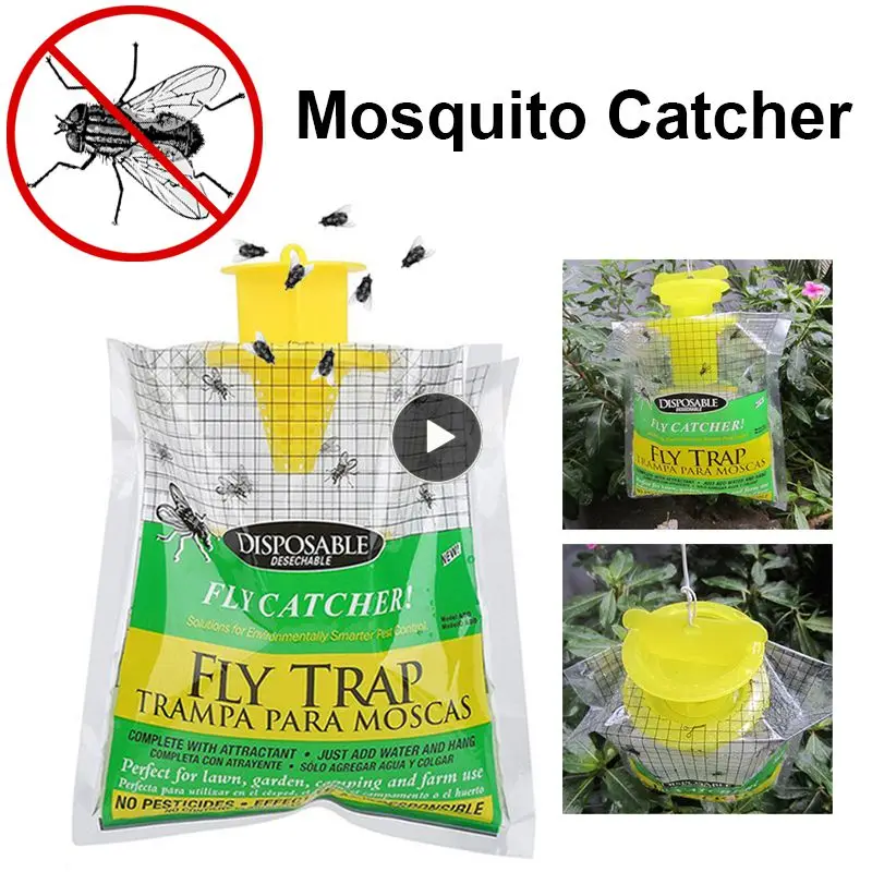 

2 Packs Fly Trap catches Bag Outdoor Disposable Fly Catcher Control Trap with Attractant Insecticide Free Garden Flycatcher