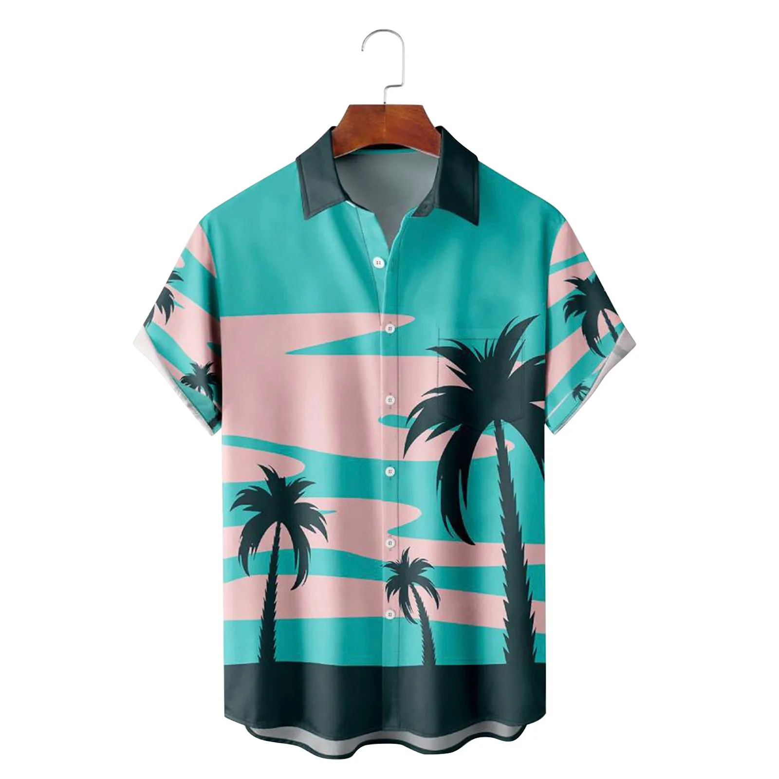 

Tunic Men Mens Printed Hawaiian Shirts Short Sleeve Button Down Beach Shirts Workout Tee