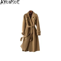ayunsue autumn winter 100 wool coat womens clothing fashion double faced woolen jacket korean manteau femme hiver sqq1362