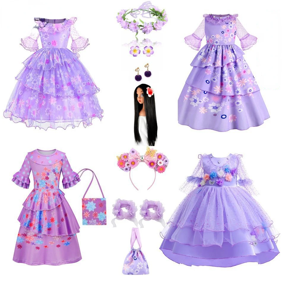 

Encanto Costumes Cosplay Princess Dress Isabella Charm for Girls Carnival Christmas Halloween Birthday Party Mirabel Girl Dress