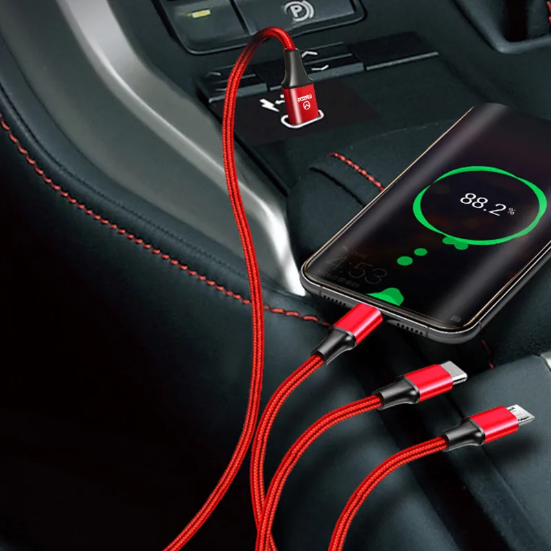 Автомобильный Стайлинг 3 в 1 Type C Lightning Micro USB кабель для быстрой зарядки Mazda 6 CX7 CX5 5 2