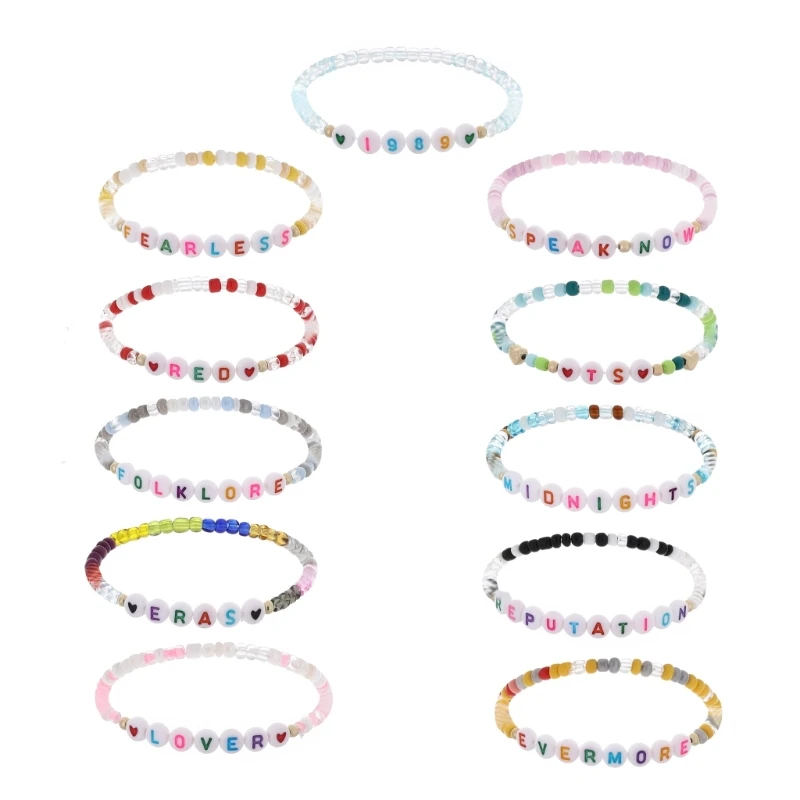 

E0BF Swiftie Bracelets Exquisite Beaded Wristband Taylors Letter Acrylic